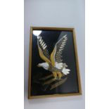 A Framed Textile Picture of Embroidered Eagle, 32cm Wide