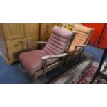 A Pair of 1970's Reclining Garden Chairs, for Complete Upholstery