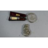 A Collection to Include Silver Mounted and Amber Cheroot Holder in Case, Punch Vesta and White Metal