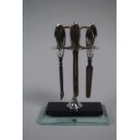 A Silver and Glass Manicure Set with Silver Mounted Tools