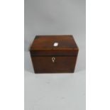 A Mid 19th Century Two Division Mahogany Tea Caddy with Ivory Escutcheon, 18cm Wide