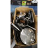 A Box of Kitchen Pots and Pans