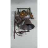 A Cast Metal Wall Hanging Doorbell with Traction Engine Motif, Plus VAT
