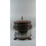 A Pierced Oval Coal Bucket with Lion Mask Ring Handles and Inner Metal Liner, Vase Final, 45cm Wide