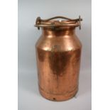 A Belgian Copper Milk Churn Inscribed Oedelem, 64cm High