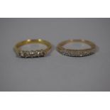 Two Gold Rings Stamped 18k and 9k with White Stones