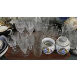 A Collection of Ceramics and Glass to Include Sherries, Wine Glasses, Etched Tumblers etc