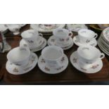 Six Coalport Caughley Sprays Cups and Saucers and Two Side Plates