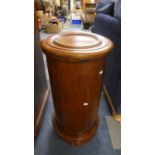 A Victorian Cylindrical Bedside Cupboard in Mahogany, for Restoration, 38cm Diameter