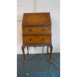 An Edwardian Burr Walnut Bureau with Fall Front to Fitted Interior and Two Fitted Base Drawers, on