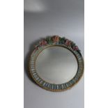 A Circular Easel Back Wall Mirror with Garland of Flowers Decoration, 31cm Diameter, Some Losses