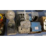 A Collection of Vintage Sundries to Include Bathroom Scales, Kitchen Scales, Tools, Cast Iron