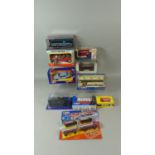 A Box of Diecast Toys to Include Burago Mercedes Benz, Corgi Coach and Omnibus, Corgi Volvo etc