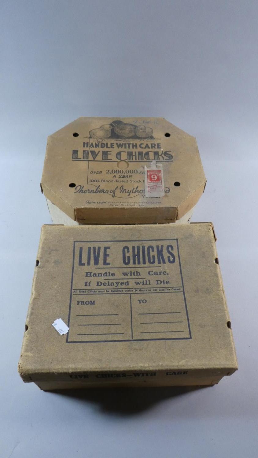 Two Vintage Cardboard Boxes for Shipping Live Chicks