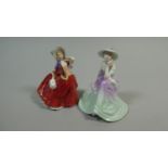 Two Small Figural Ornaments, Royal Doulton Autumn Breezes and Coalport Fascination