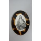 An Oval Tortoiseshell Framed Miniature Etching of Christ, 12.5cm x 9.5cm