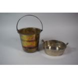 A Silver Plated Two Handled Bowl by PA & SS Together with a Silver Plated Ice Bucket