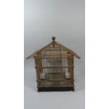 An Oriental Square Bird Cage Complete with Blue and White Food and Water Bowls, 32cm Square