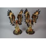 A Pair of American Park Lane Resin Studies of Kneeling Red Indian Girls with Eagle Feathers, Each