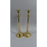 A Pair of Modern Brass Candle Sticks, 38cm High