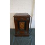 A Small Brass Mounted and Inlaid Mahogany Bedroom Purdonium, 51cm High