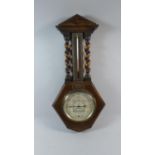 An Edwardian Oak Aneroid Barometer by Short and Mason, London Having Presentation Plaque for 1955,