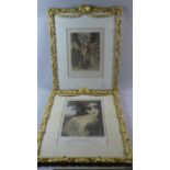 A Pair of Ornate Gilt Framed Prints, The Seamstress and Duchess of Cumberland