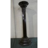 A Mahogany Turned and Reeded Torchere Stand on Square Plinth Base, 141cm High