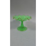 A 19th Century Green Glass Compote with Wavy Rim and Enriched with Gilt Highlights, 9cm High