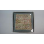 A 18th Century Framed Alphabetic and Numeric Sampler by Mary Martle, Aged 15, 1789, 24cm Square