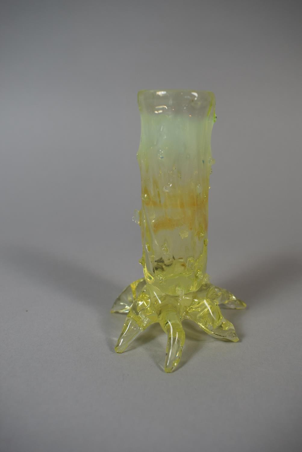 A Late 19th Century a Lemon Vaseline Thorn Effect Vase, Chip to Foot 10cm High
