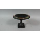 A Pietra Dura and Black Slate Tazza on Square Plinth Base, 16.5cm Diameter