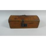A Leather Covered Wooden Dome Top Work Box with Carrying Handle, 35.5cm Wide Complete with Key