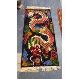 An Oriental Patterned Woollen Rug Depicting Dragon Chasing Flaming Pearl, 130cm x 63cm