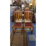 Two Pairs of Oak Framed Dining Chairs