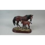 A Leonardo Study of Mare and Foal on Oval Plinth Base, 19cm High