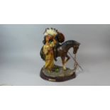 An American Park Lane Figure Group Depicting Indian Chief, 36cm High