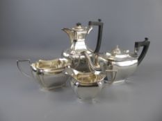 An Art Deco Silver Tea Service, comprising coffee pot, tea pot, milk jug and sugar bowl,