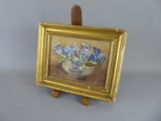 A Small Original Floral Still Life, Oil on Board depicting Gloxinia , in a gilt-effect frame and