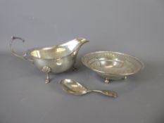 A Silver Sauce Boat, Birmingham hallmark, dated 1933, mm TS together with a bon-bon dish stamped 925