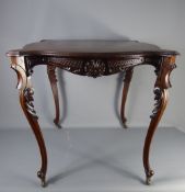 A Victorian Mahogany Occasional Table, with swept legs and castors, approx 77 x 74 x 76 cms