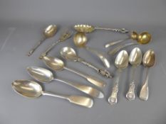 A Quantity of Georgian and Victorian Spoons, including two dessert spoons, London hallmark, dated