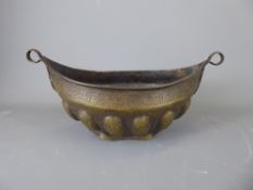 A 19th Century Persian Kashkul (Begging Bowl), the bowl of fine repoussé cameo design, depicting