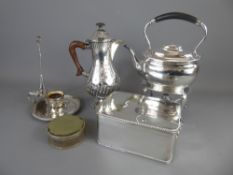 Miscellaneous Silver Plate, including coffee pot, tea pot (loose lid top), a Goldsmiths &