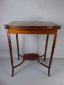 Antique Mahogany Card Table, with green baize interior, with decorative edging, the table on
