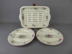 Nine French Porcelain Asparagus plates (af), and one asparagus serving dish (af), hand painted