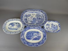 A Large Blue and White Meat Platter, depicting the willow pattern design, approx 45 x 36 cms, a blue