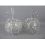 A Pair of Hand Blown Non-Identical 18th Century Continental Glass Wine Decanters (circa 1780),