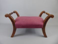 A Dark Oak Foot Stool, the stool with turned handles, approx 46 x 25 x 27 cms.
