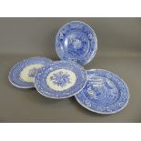Six Spode Blue and White Collectors Plates, depicting various scenes from 'The Spode Blue Room